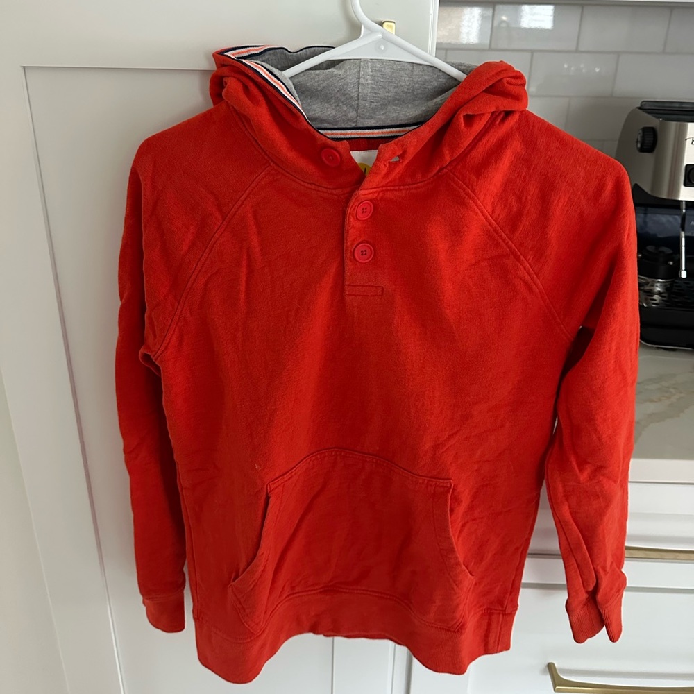 MINI BODEN Great Rusty Orange Hooded Sweatshirt w Front Pocket, Sz 12-14 I think